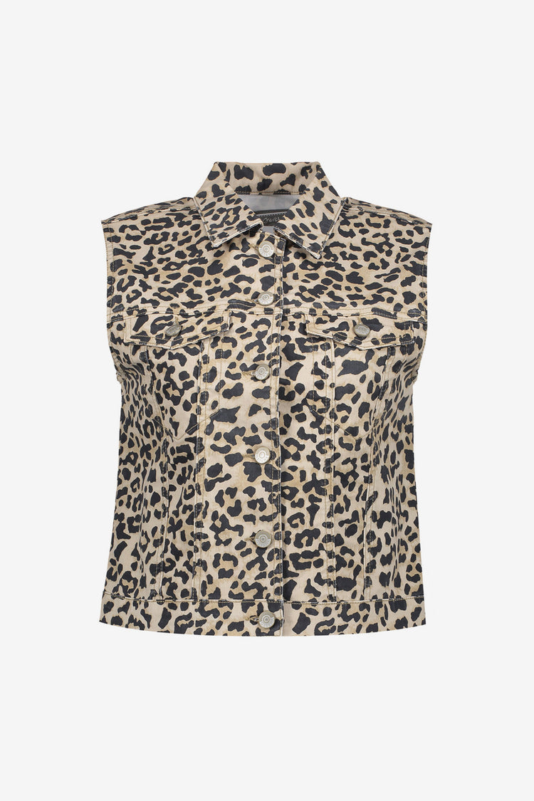 Geisha Fashion Damen Leopard Print Gilet