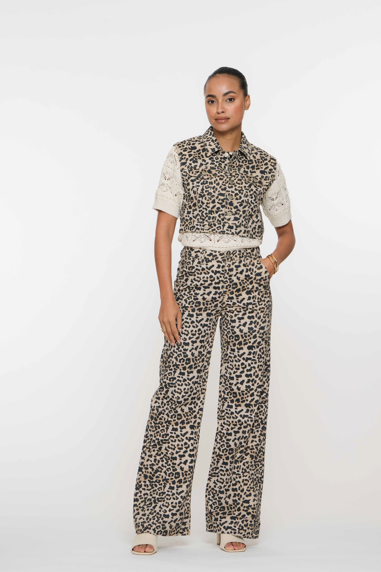 Geisha Fashion Damen Leopard Print Gilet