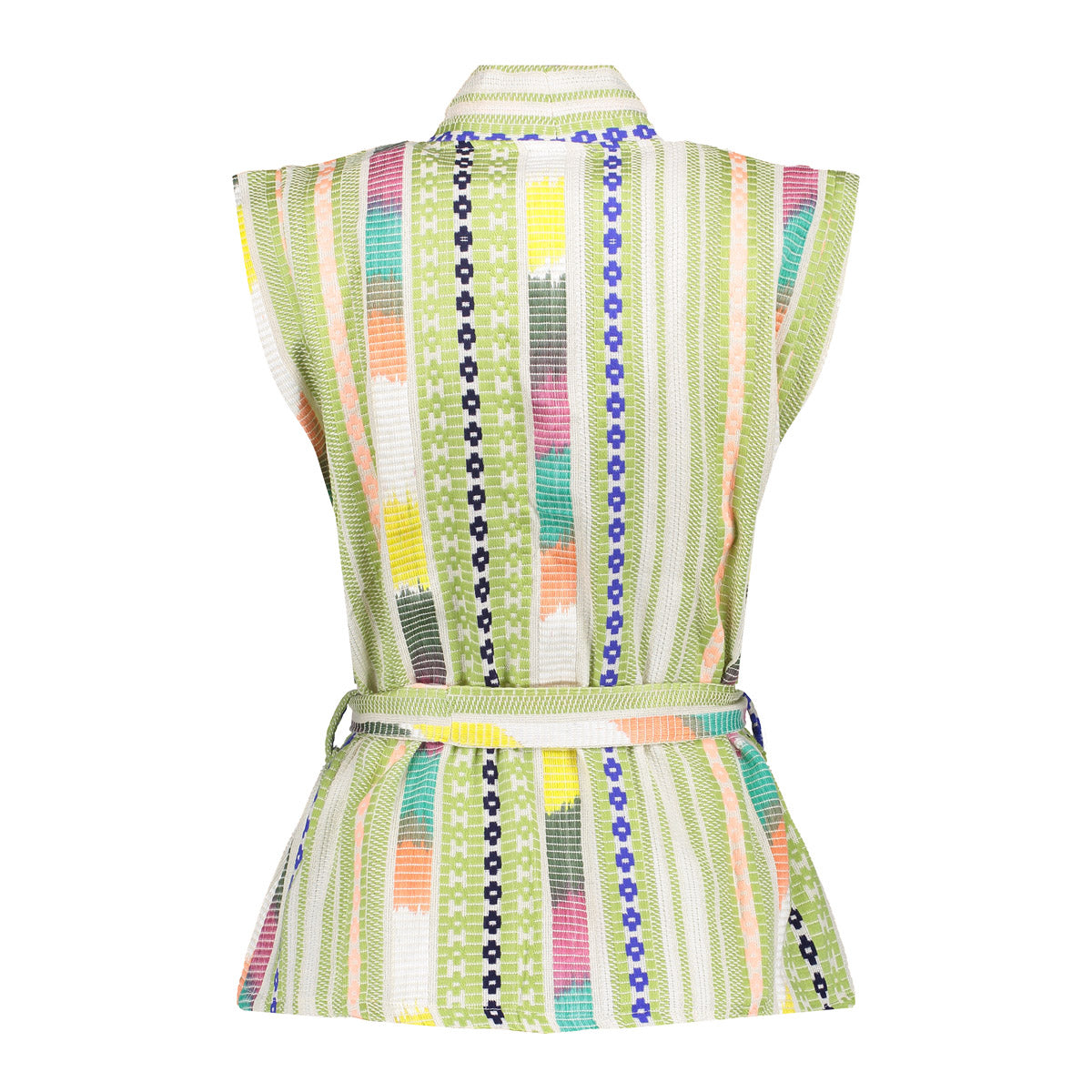 Geisha Fashion Damen mehrfarbiges Gilet mit eigenem Stoffgürtel