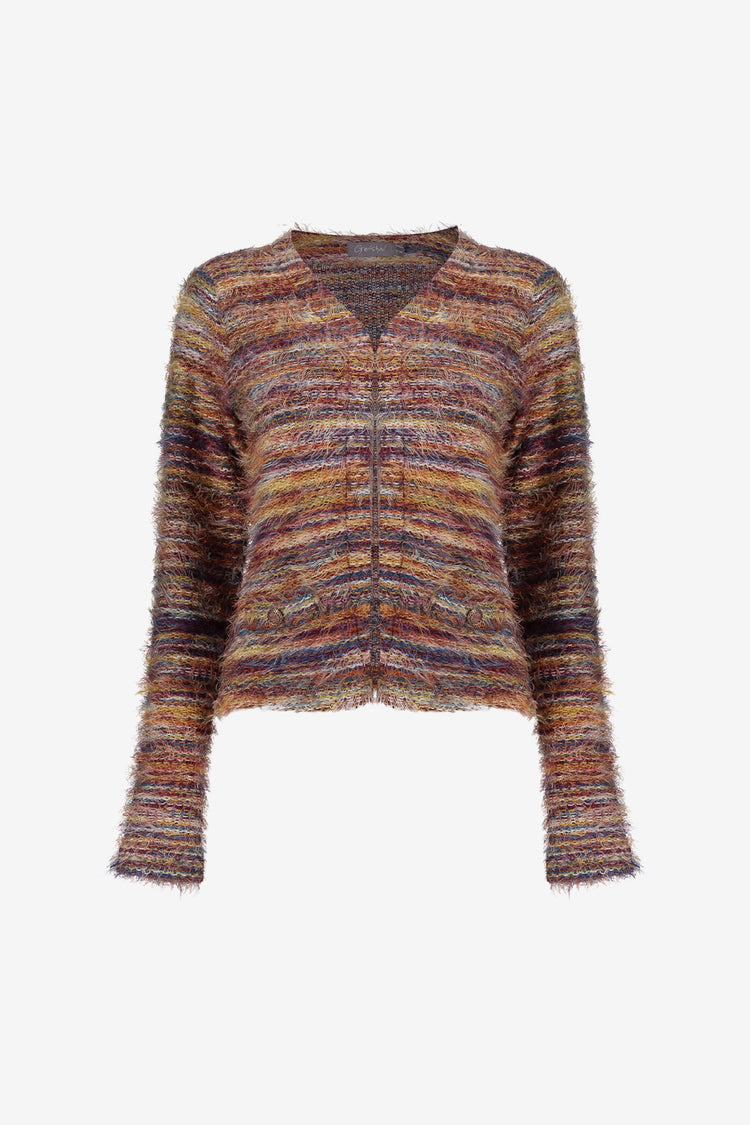Geisha Damen-Mohair-Strickjacke mit Streifen