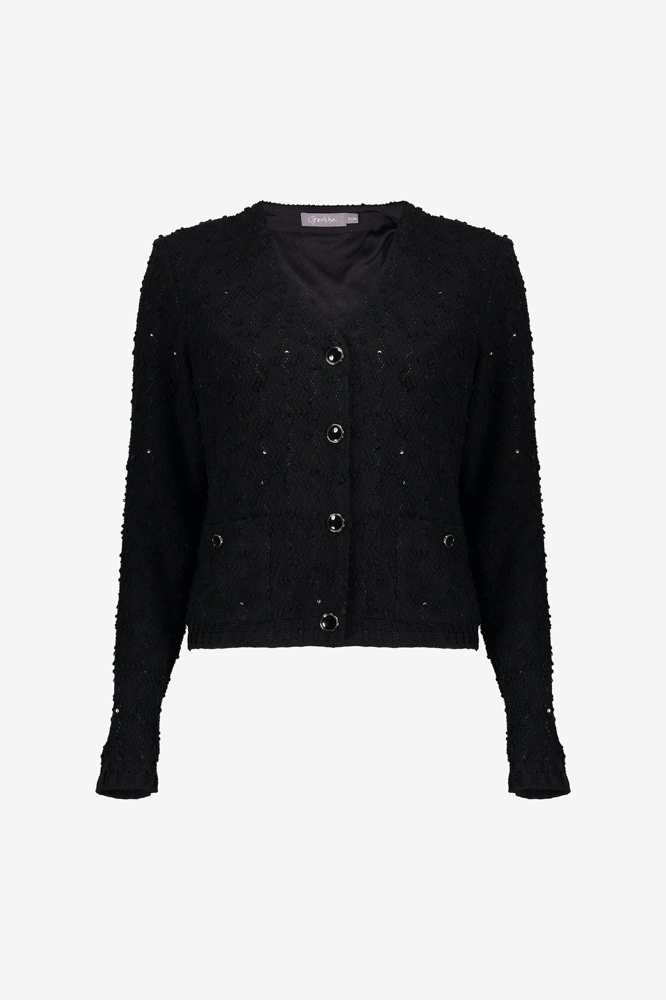 Geisha Damen-Bouclé-Strickjacke mit Pailletten-Detail