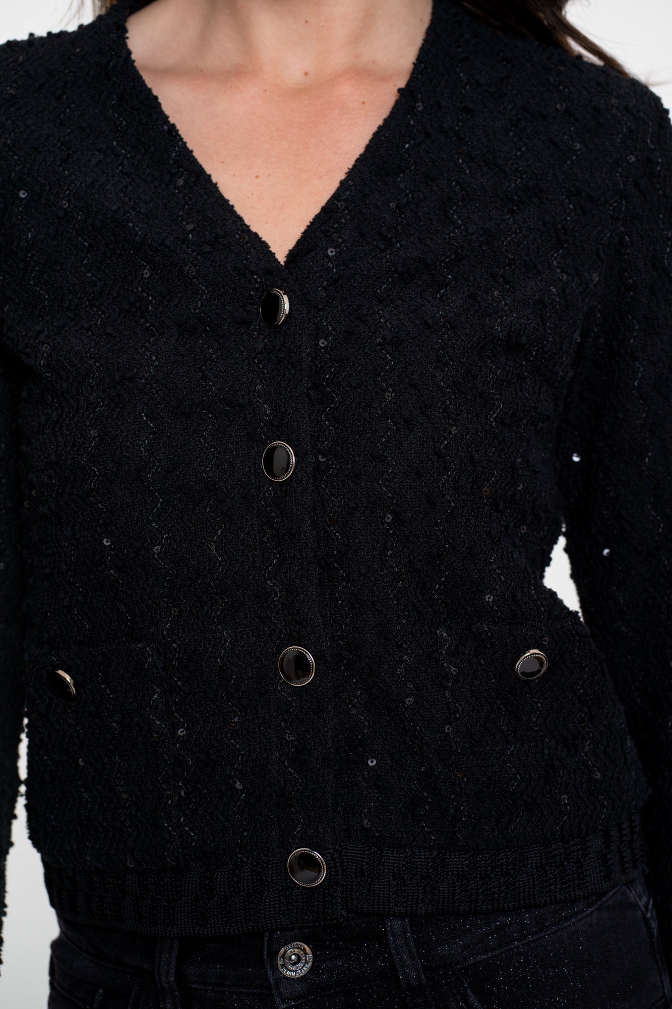 Geisha Damen-Bouclé-Strickjacke mit Pailletten-Detail