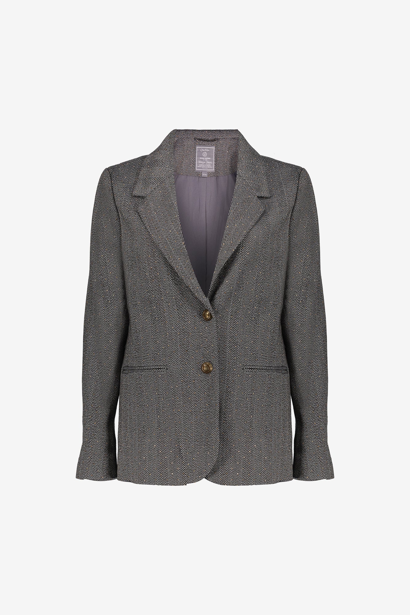 Geisha Damen-Blazer mit Fischgrätmuster und Glitzersteinen