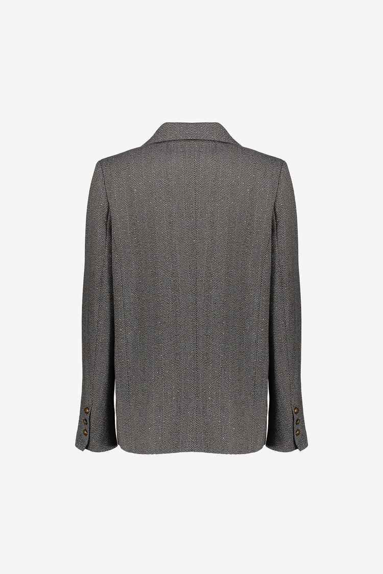 Geisha Damen-Blazer mit Fischgrätmuster und Glitzersteinen