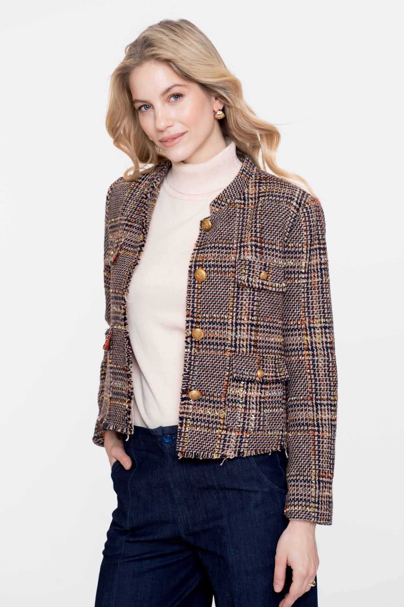 Geisha Damen-Multicolor-Tweedjacke