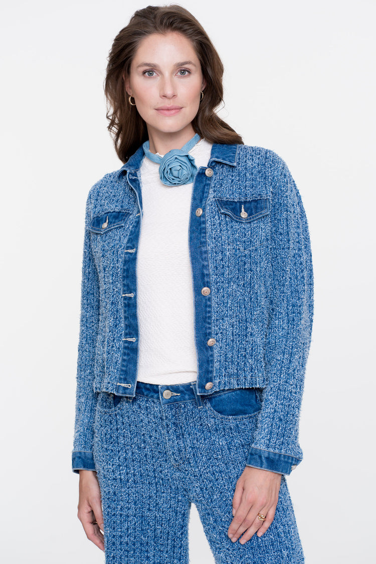Geisha Damen-Bouclé-Denimjacke