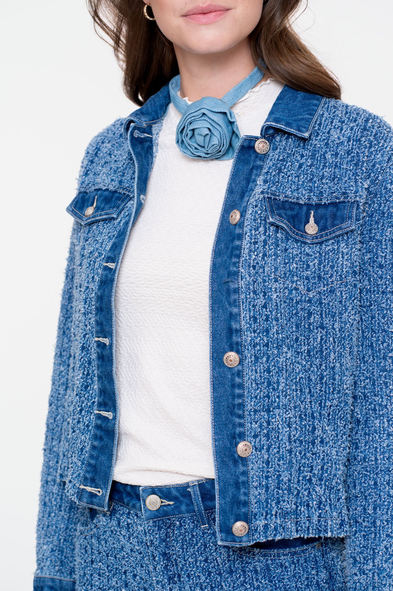 Geisha Damen-Bouclé-Denimjacke