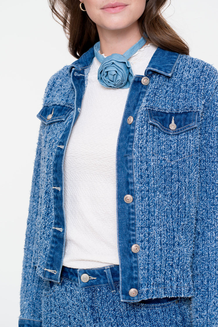 Geisha Damen-Bouclé-Denimjacke
