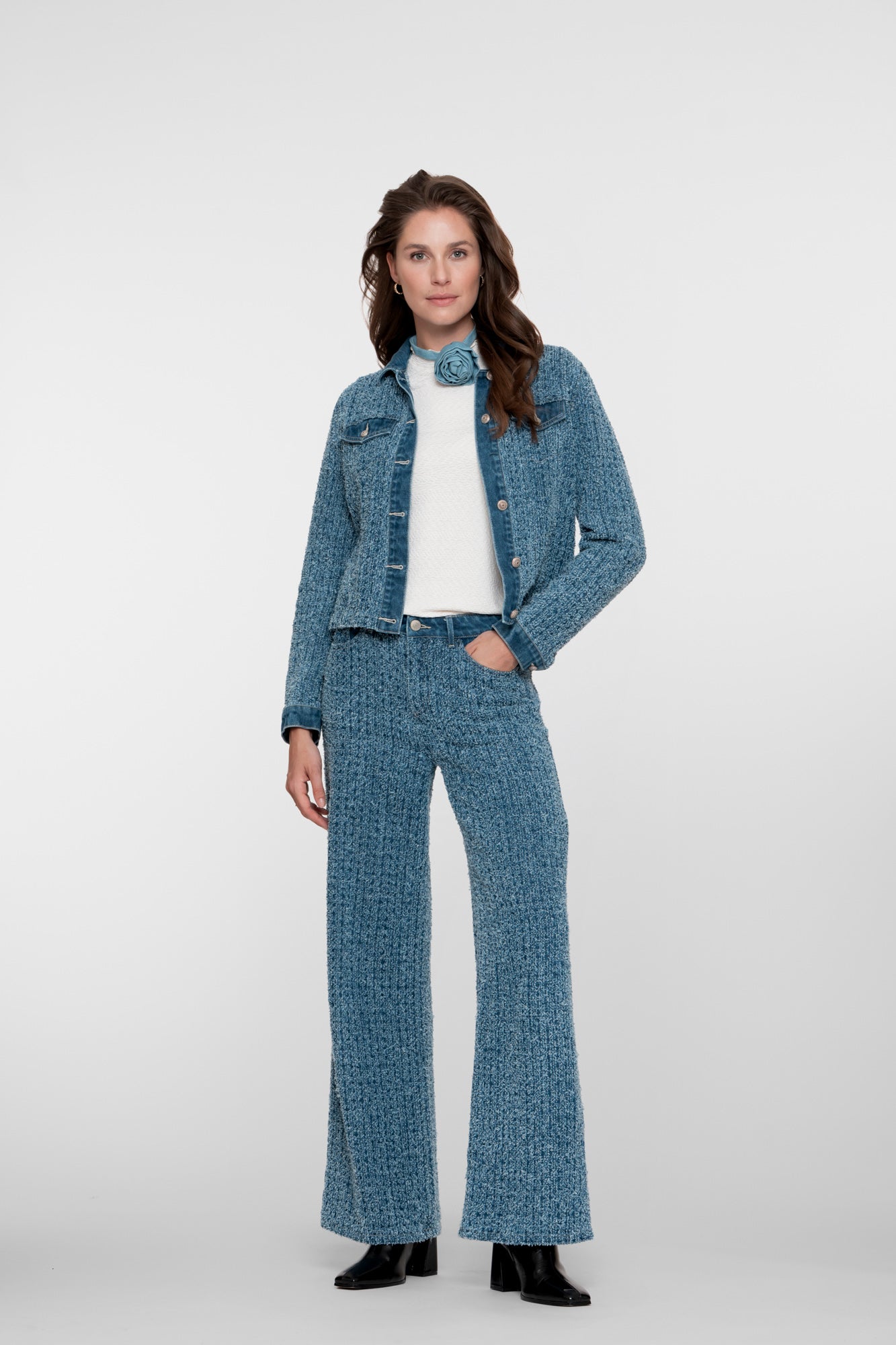 Geisha Damen-Bouclé-Denimjacke