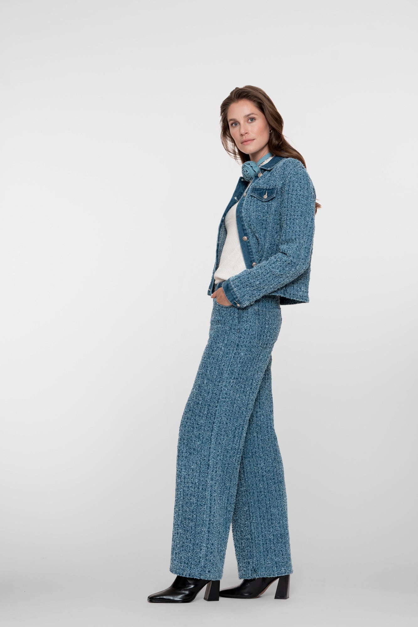 Geisha Damen-Bouclé-Denimjacke