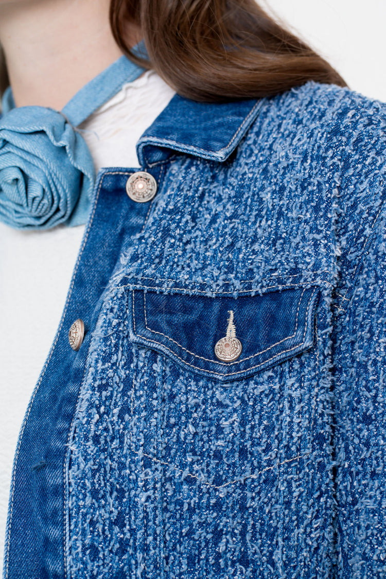 Geisha Damen-Bouclé-Denimjacke