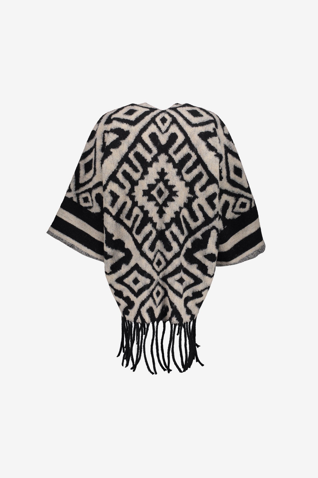 Geisha Damen-Jacquard-Poncho mit Fransen