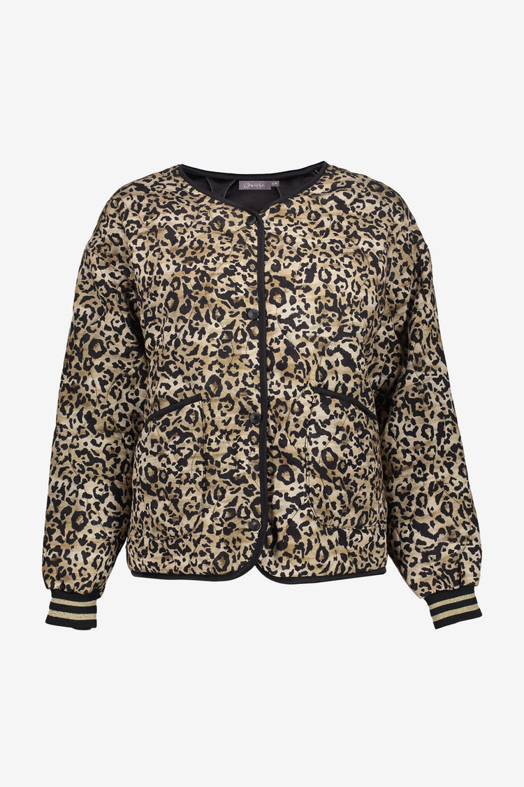 Geisha Damen-Steppjacke mit Leoprint