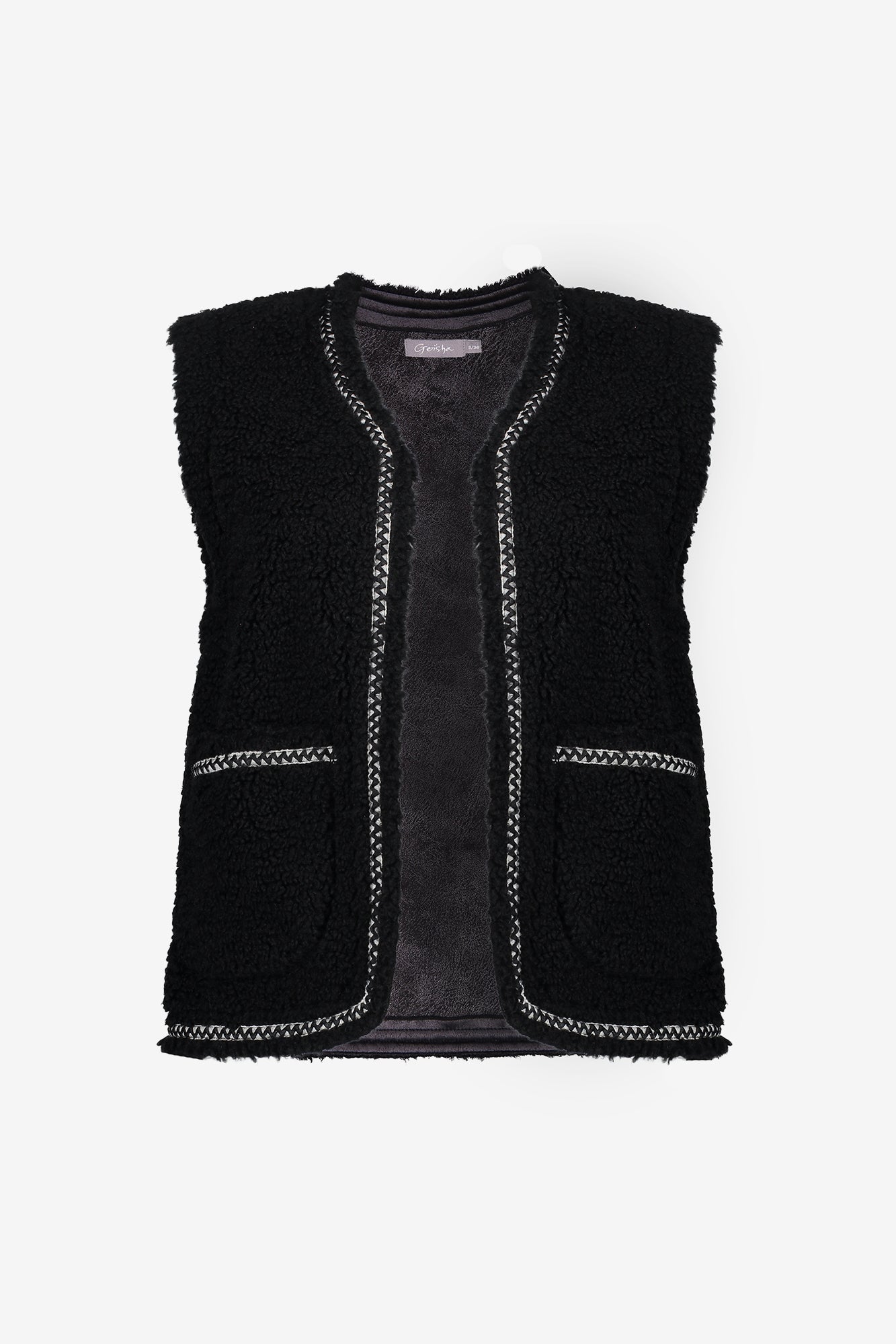 Geisha Damen Teddy-Weste mit gewebter Paspel