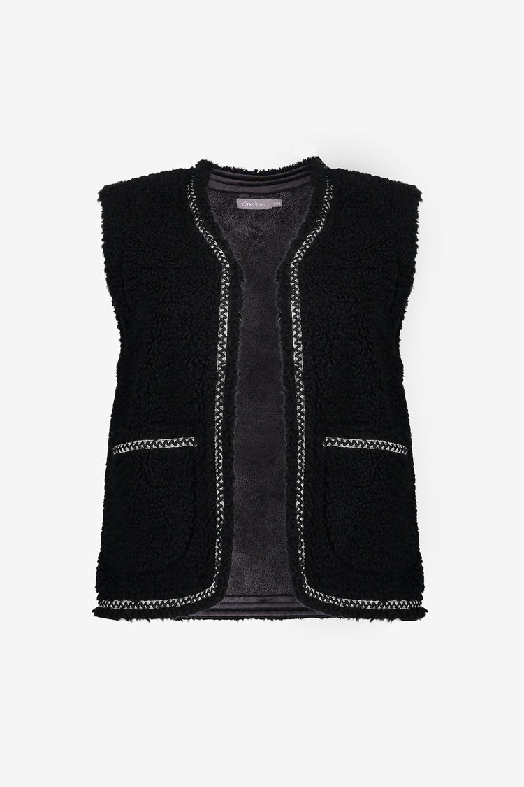 Geisha Damen Teddy-Weste mit gewebter Paspel