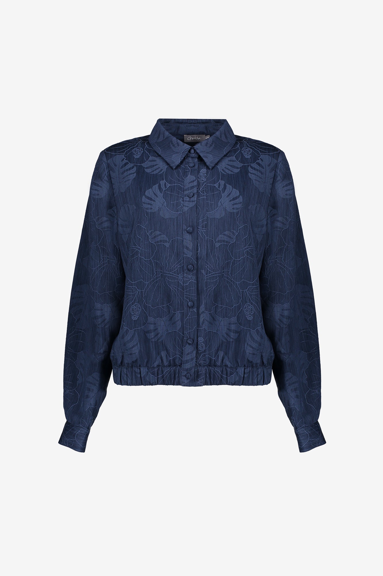 Geisha Damen-Denim-Cropped-Jacke mit Blumenmuster
