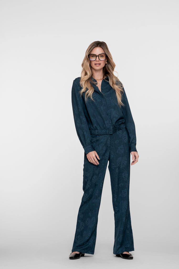 Geisha Damen-Denim-Cropped-Jacke mit Blumenmuster
