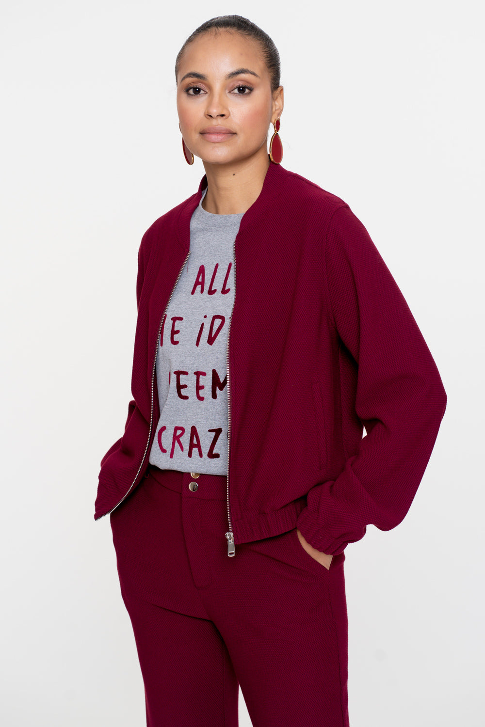 Geisha Damen Bomberjacke mit Reißverschluss und Wabenstruktur