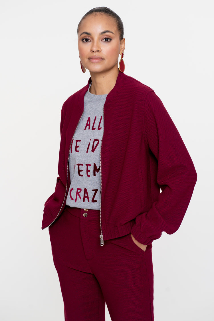Geisha Damen Bomberjacke mit Reißverschluss und Wabenstruktur