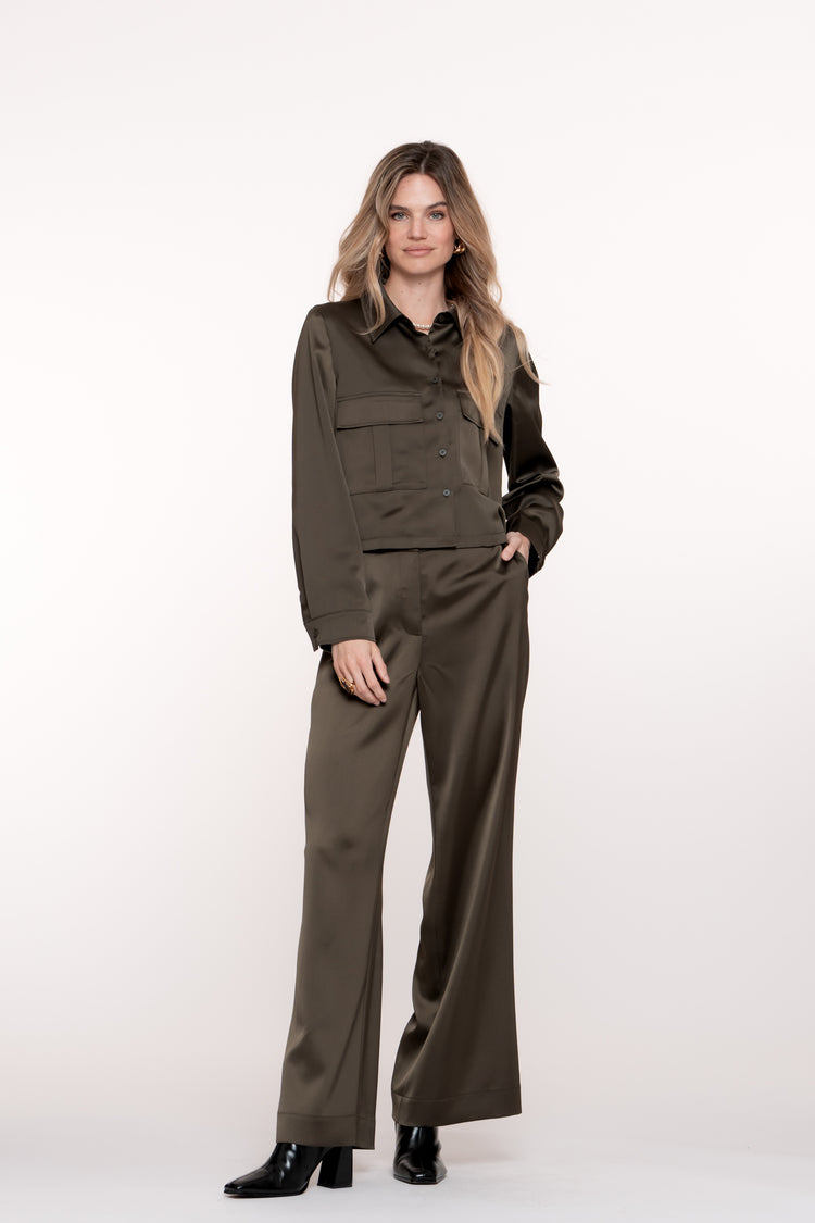 Geisha Damen-Cropped-Jacke in Satinoptik