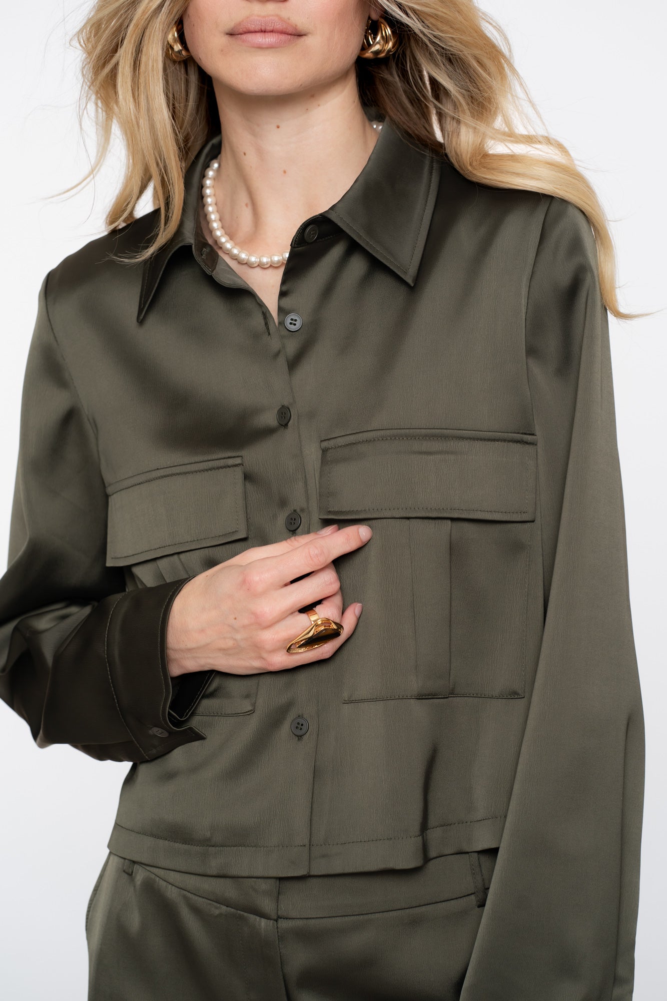Geisha Damen-Cropped-Jacke in Satinoptik