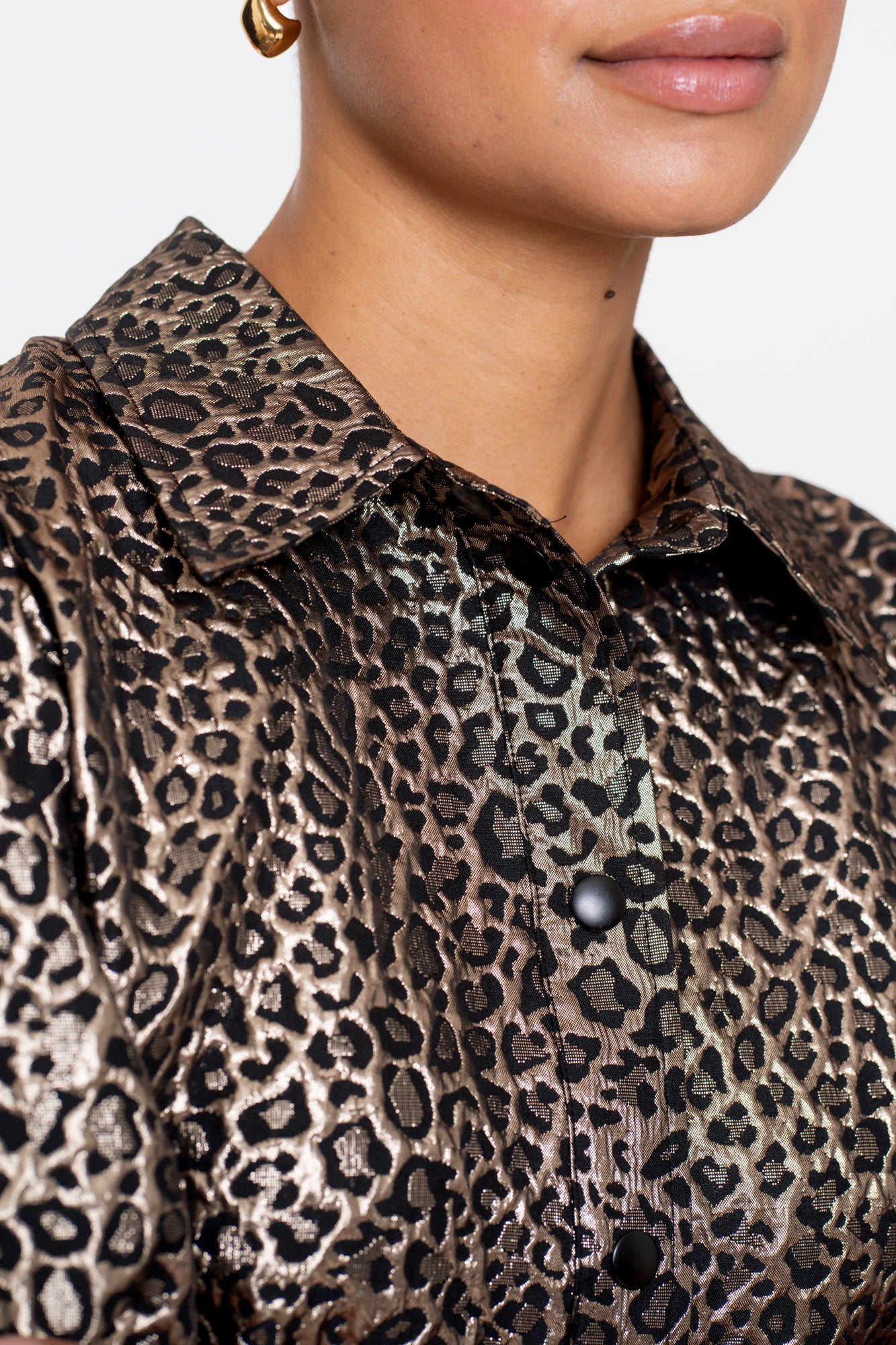 Geisha Damen-Boxy-Jacke mit Leoprint und Goldakzenten