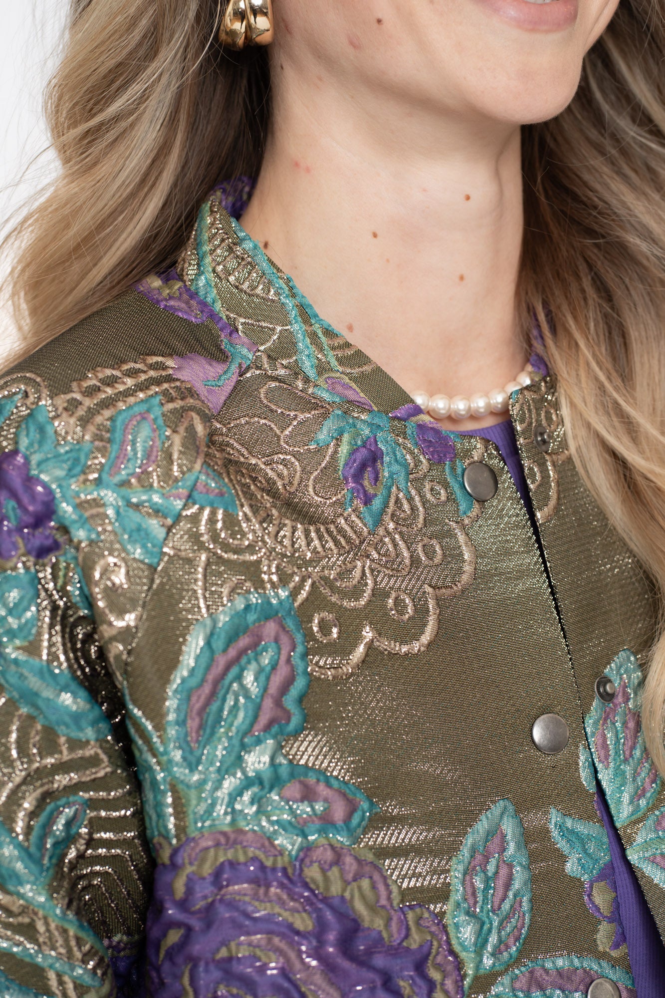 Geisha Damenjacke mit Blumen und Lurex