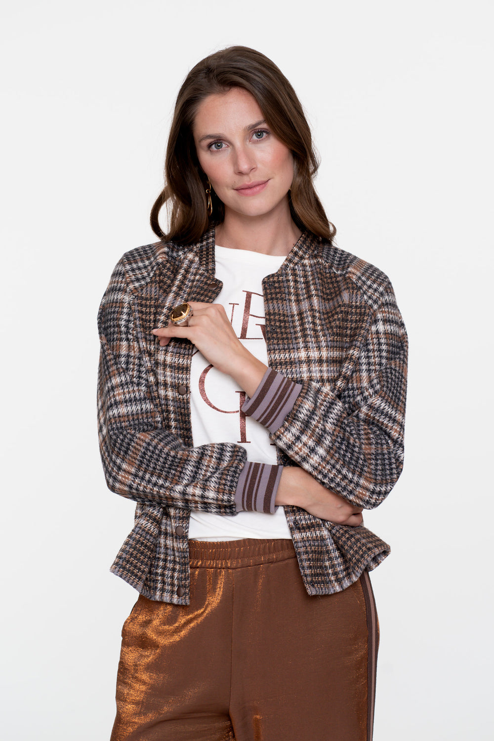 Geisha Damen-Hahnentritt-Strickjacke