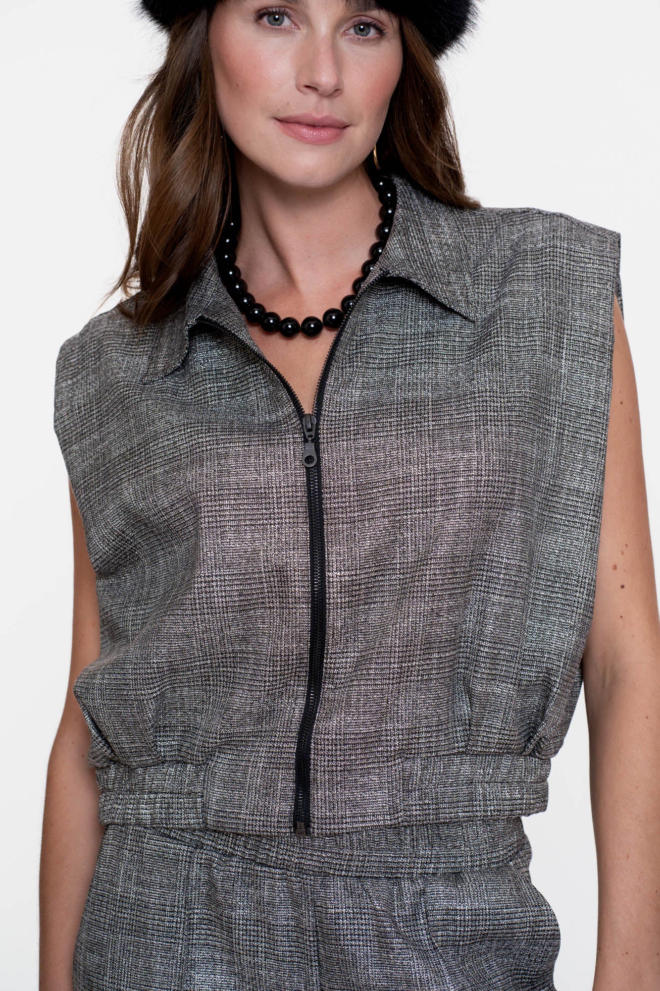 Geisha Damen-Gilet mit Karomuster