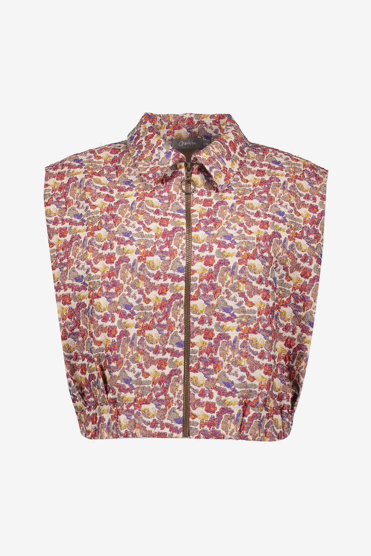 Geisha Damen-Cropped-Weste im Animal-Multicolor-Look