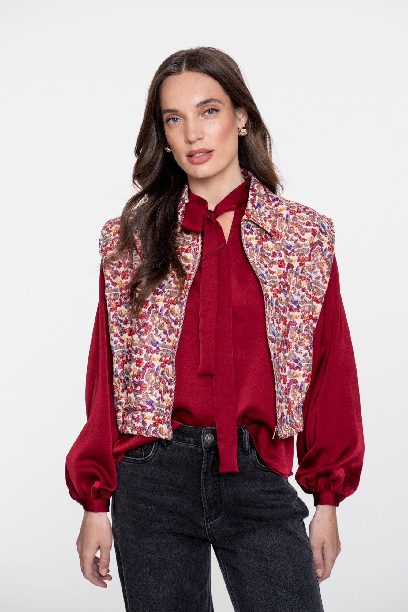 Geisha Damen-Cropped-Weste im Animal-Multicolor-Look