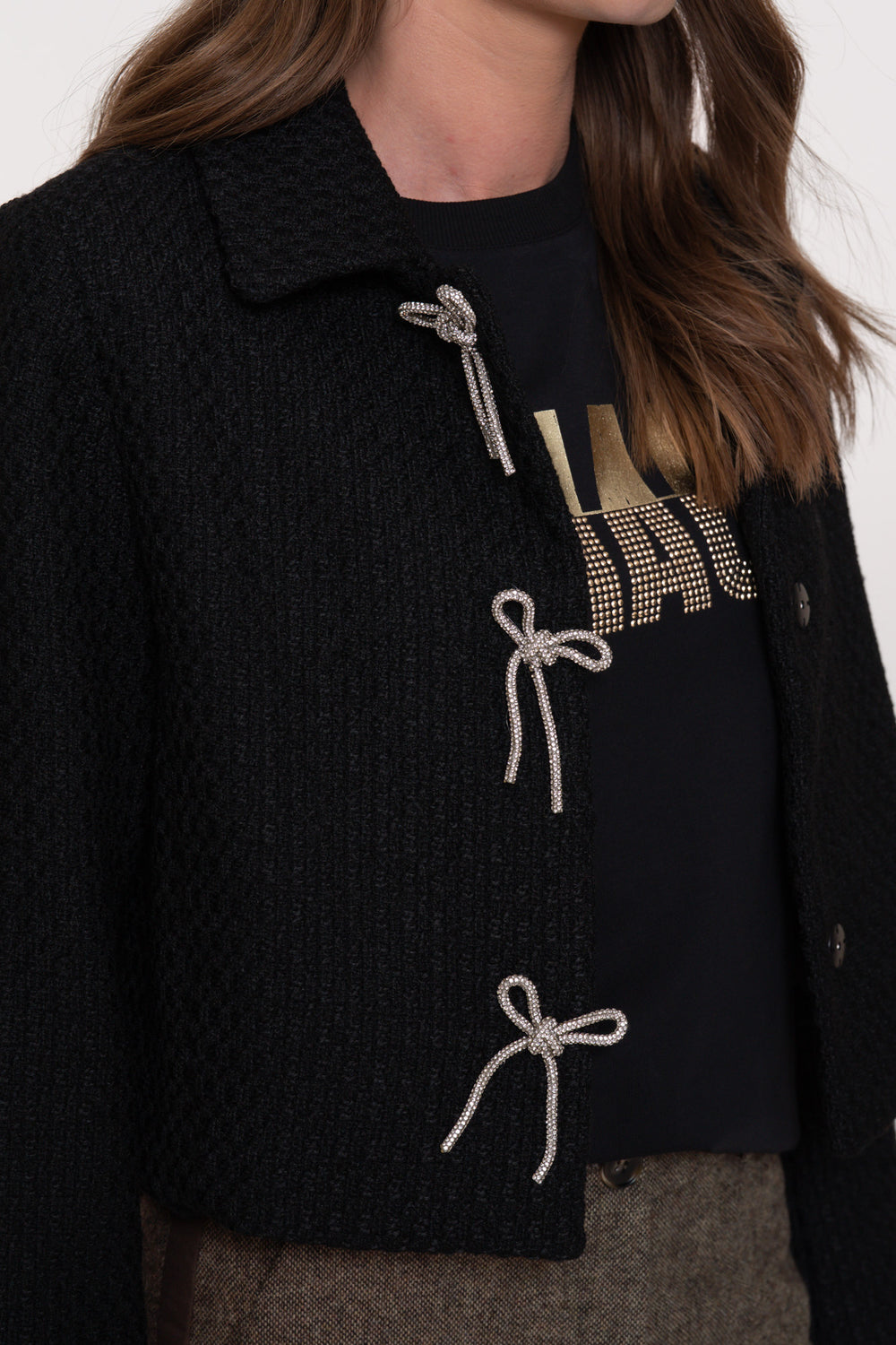 Geisha Damenkurzjacke mit Glitzerschleifen-Details