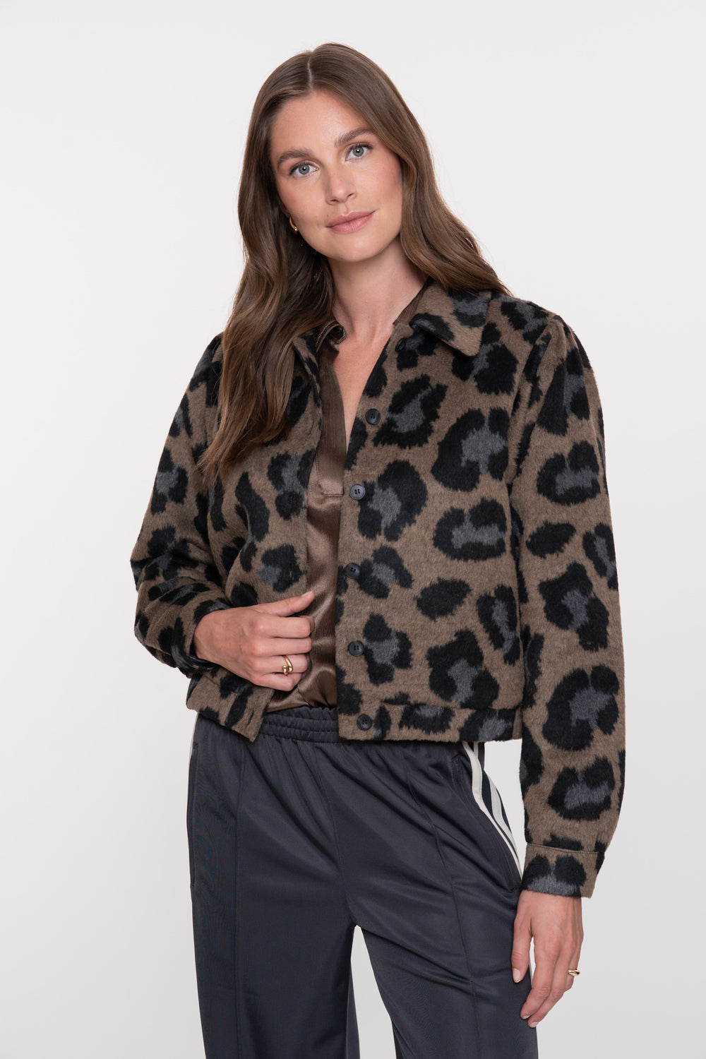 Geisha Damen-Kurzjacke mit Animalprint und klassischem Kragen