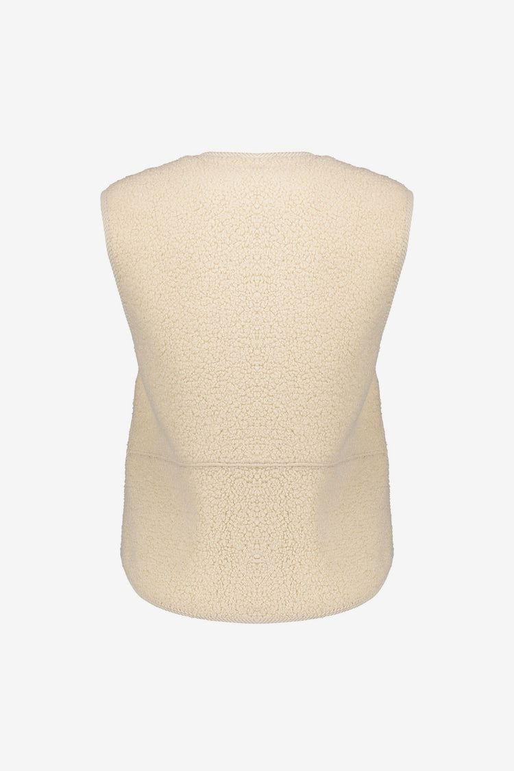Geisha Damenweste aus Teddyfell in Creme mit Knopfleiste