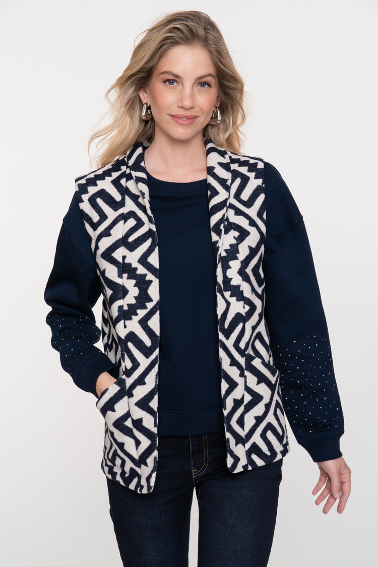 Geisha Damen-Gilet für modernes Layering in Schwarz-Weiß
