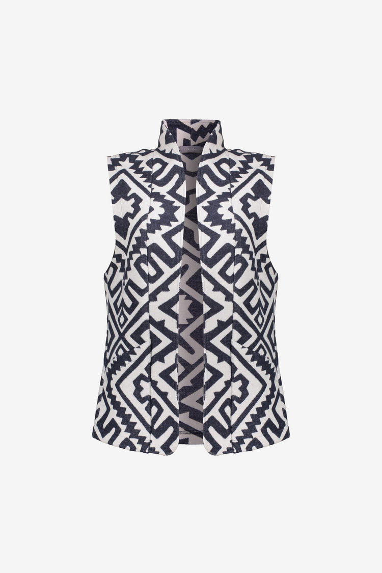 Geisha Damen-Gilet für modernes Layering in Schwarz-Weiß