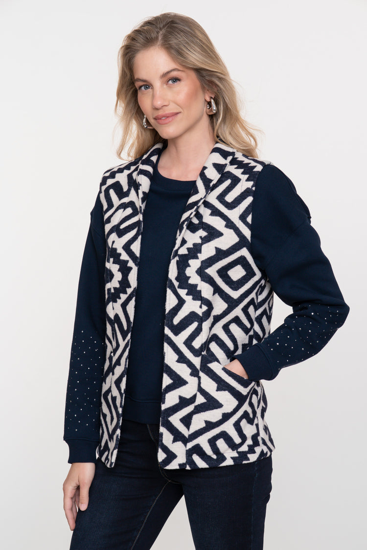 Geisha Damen-Gilet für modernes Layering in Schwarz-Weiß
