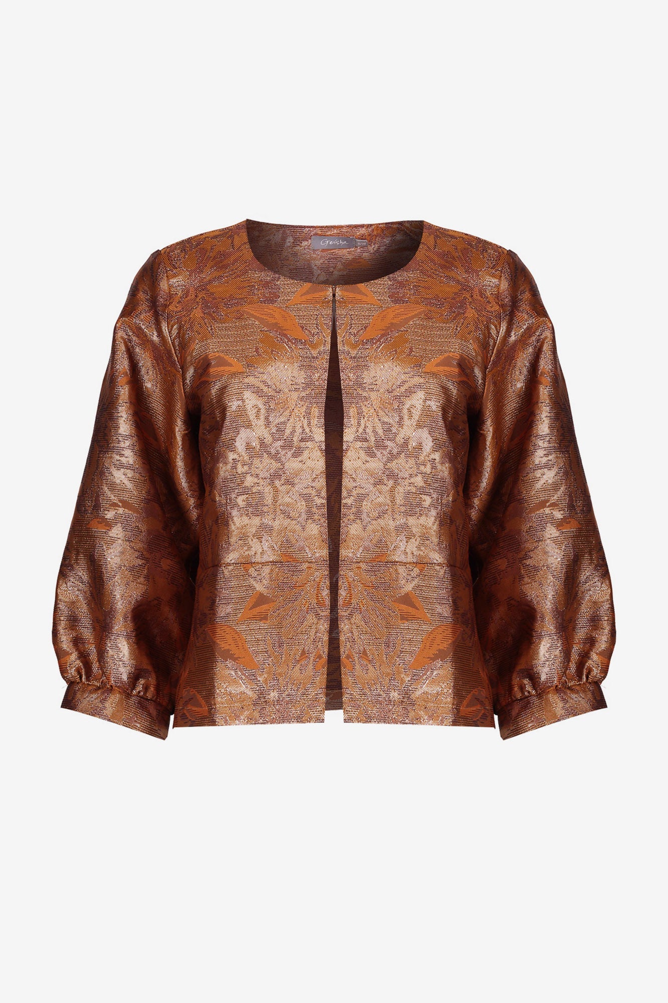 Geisha Damenkurzjacke in Kupfer mit Metallic-Jacquardmuster
