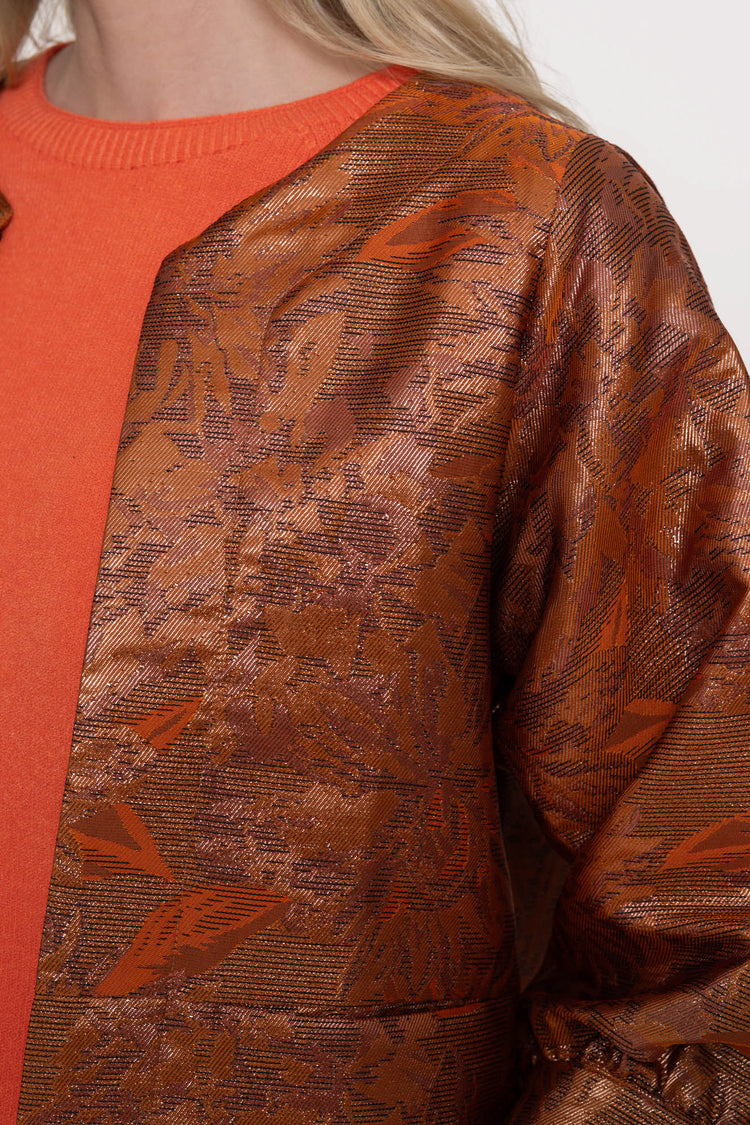 Geisha Damenkurzjacke in Kupfer mit Metallic-Jacquardmuster