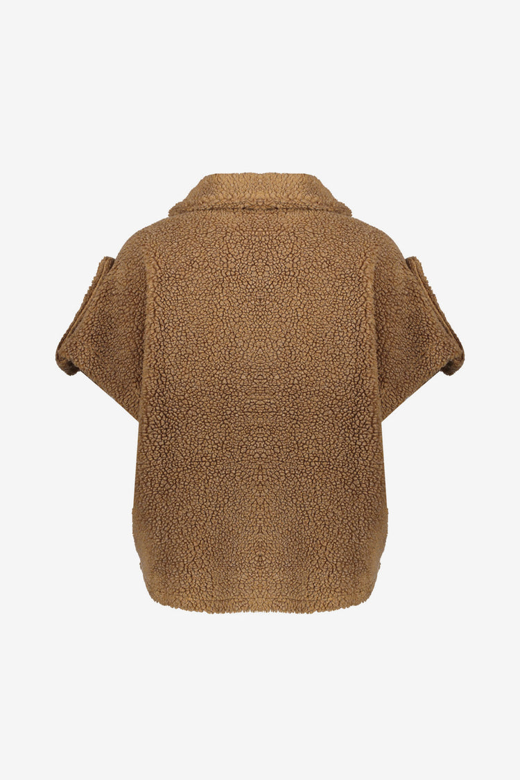 Geisha Damen-Boxyjacke aus Teddyfell in warmem Camelton