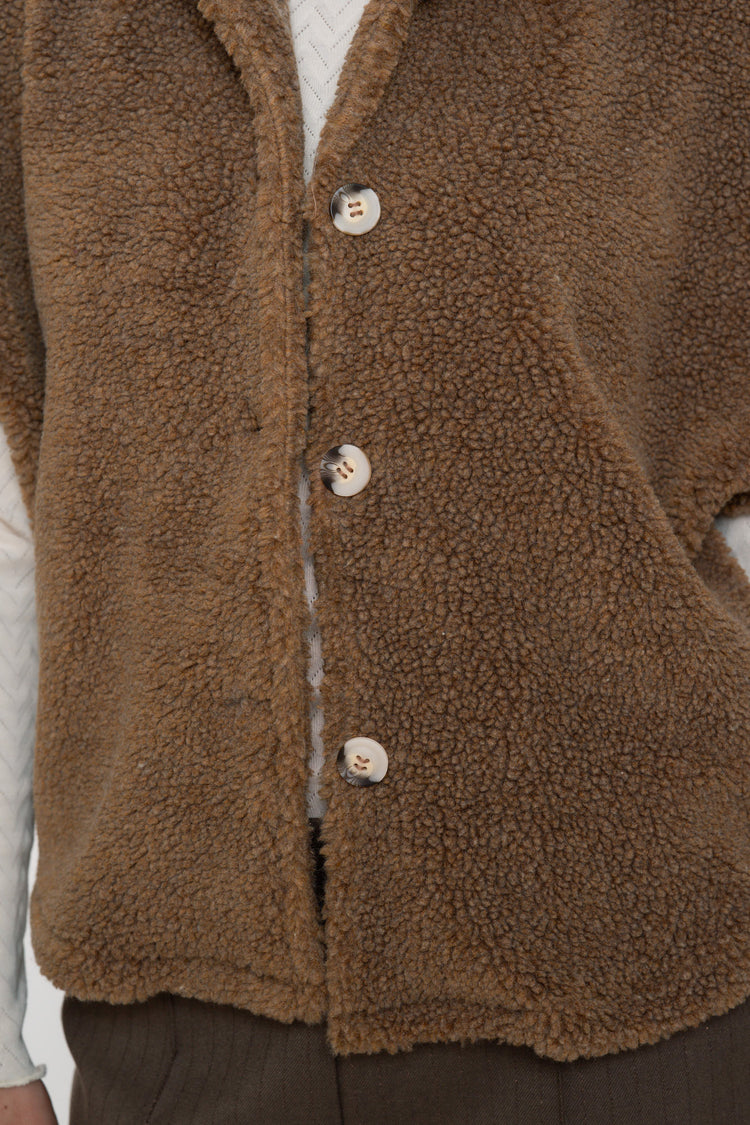 Geisha Damen-Boxyjacke aus Teddyfell in warmem Camelton