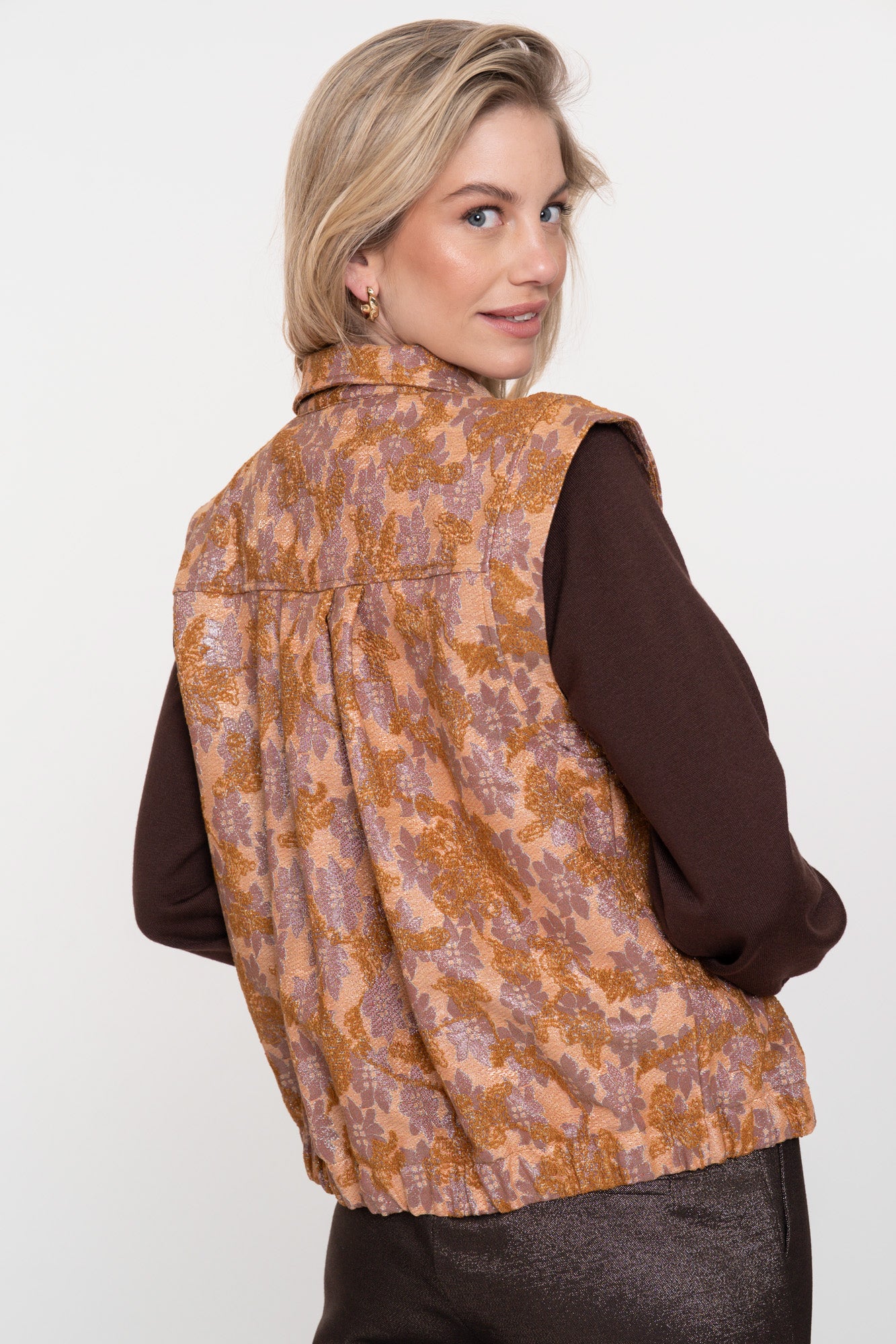 Geisha Damen-Weste mit Jacquardstruktur und Blumendessin