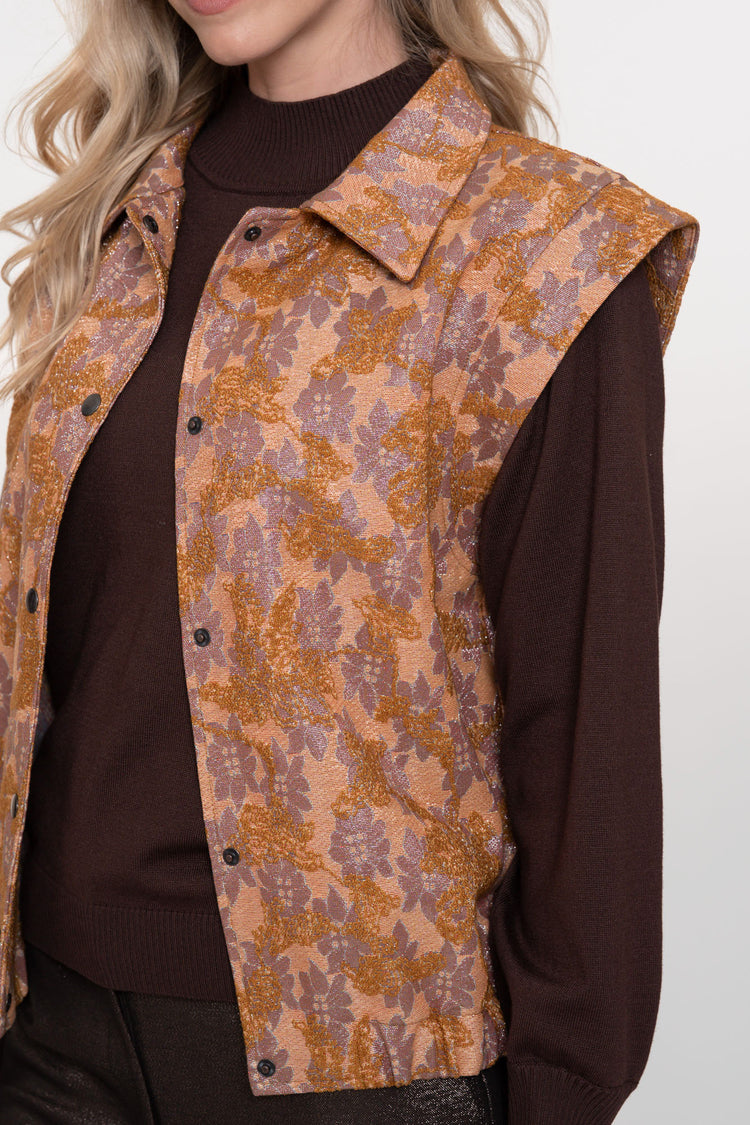 Geisha Damen-Weste mit Jacquardstruktur und Blumendessin