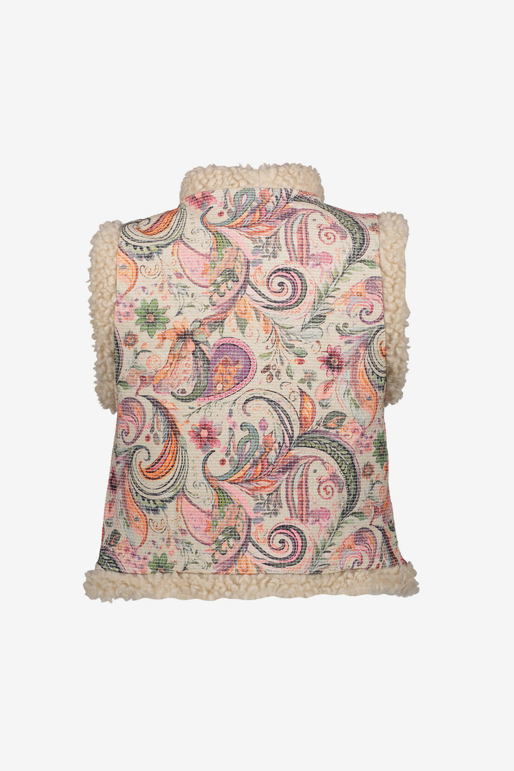 Geisha Damen-Kontrastgilet mit Teddy und gewebtem Muster