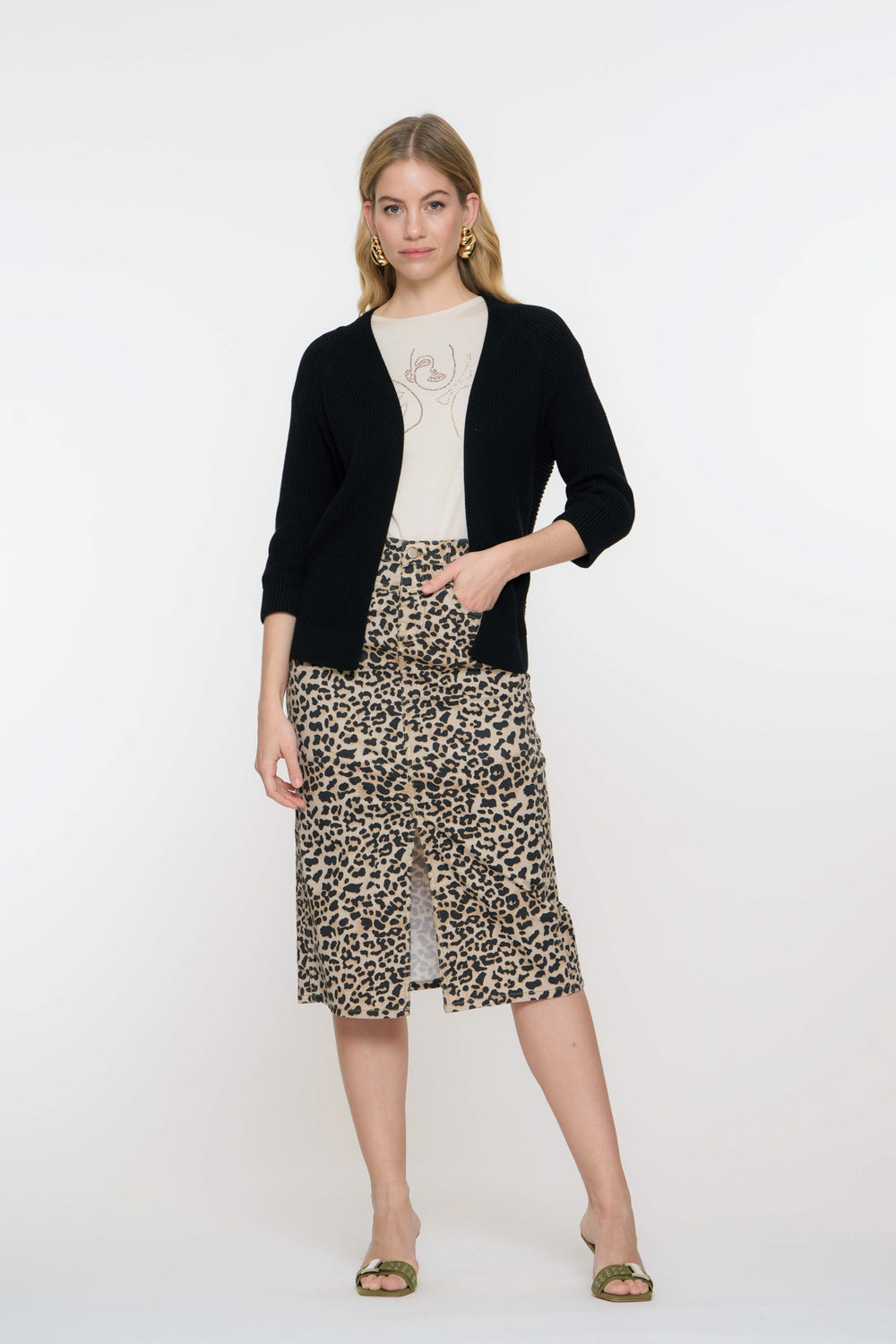 Geisha Fashion Damen Leopard Rock mit Schlitz