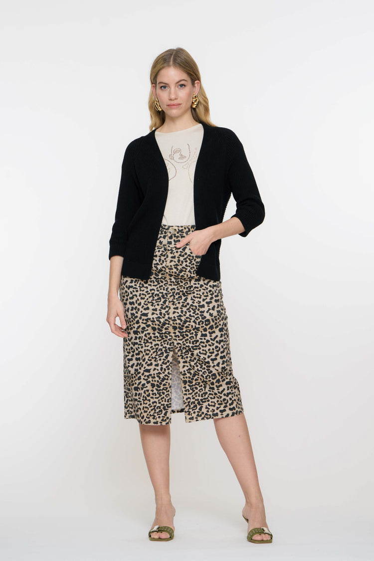 Geisha Fashion Damen Leopard Rock mit Schlitz
