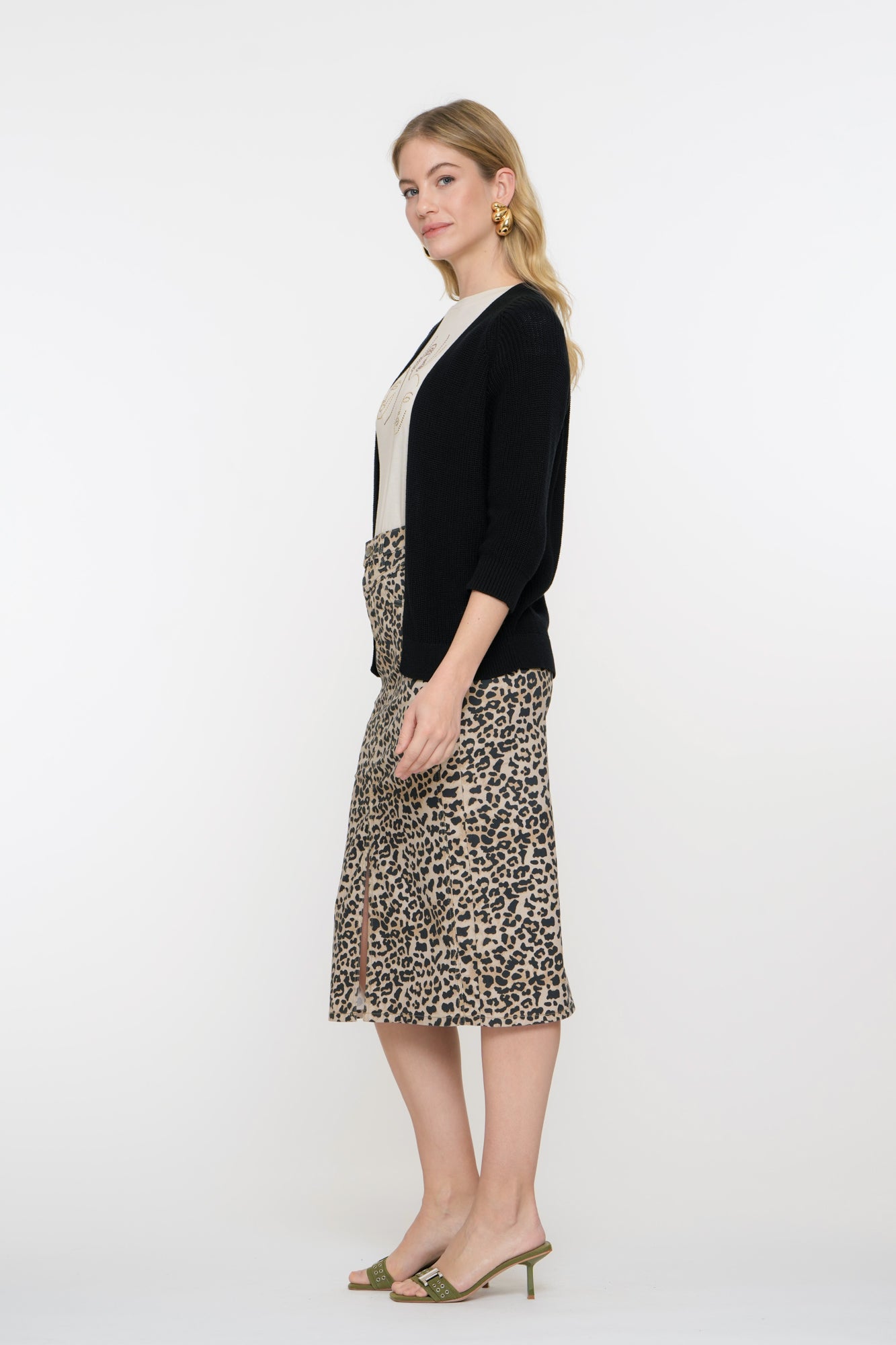 Geisha Fashion Damen Leopard Rock mit Schlitz