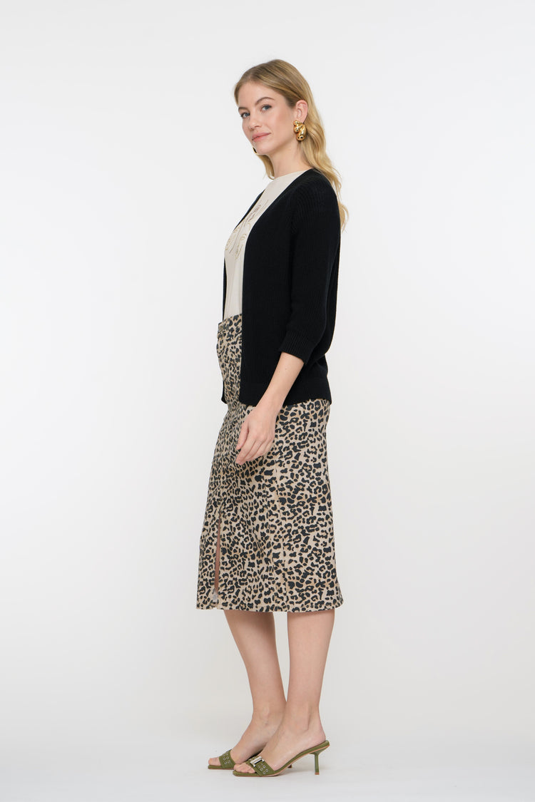 Geisha Fashion Damen Leopard Rock mit Schlitz