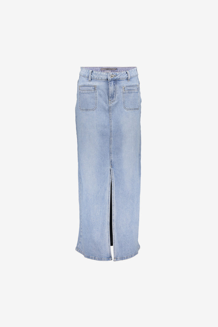 Geisha Fashion Damen Maxi Jeansrock mit Patch-Taschen