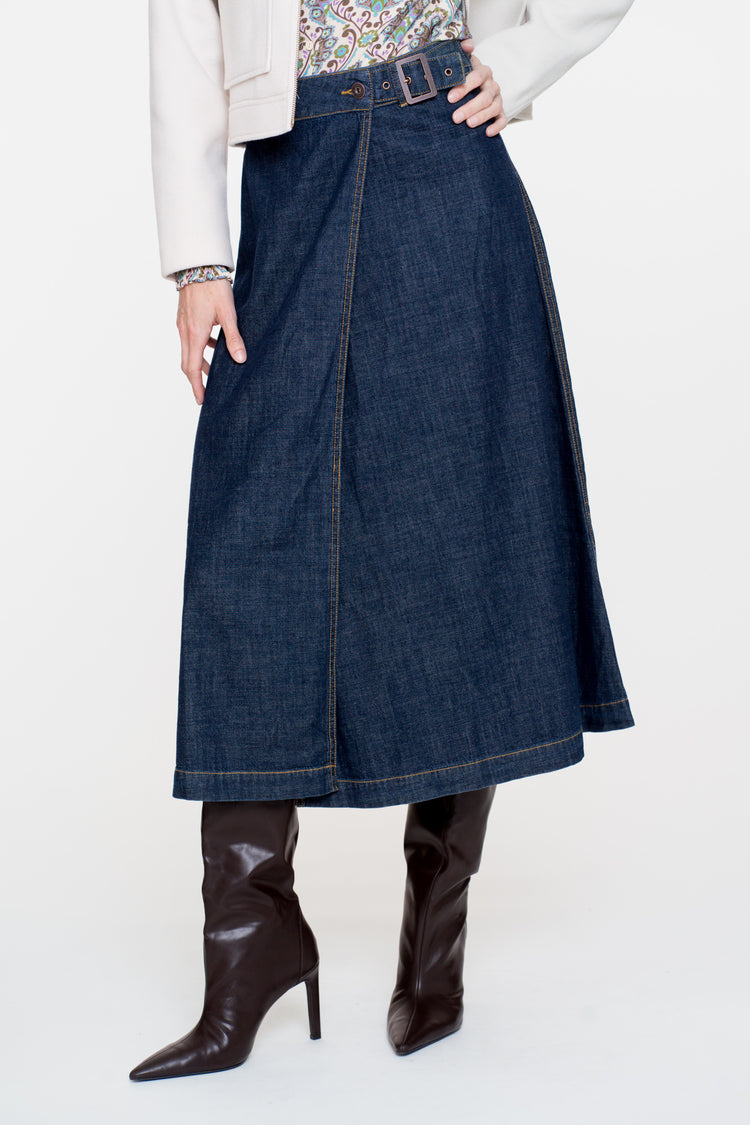 Geisha Damen-Denim-Wickelrock